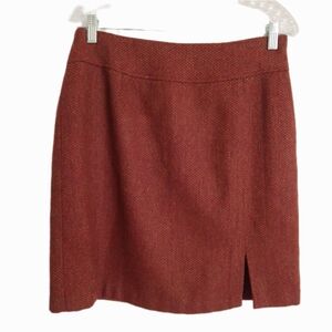 VTG 90'Hillard & Hanson Size 12 New Wool blend Burgandy Burnt Orange Midi Skirt